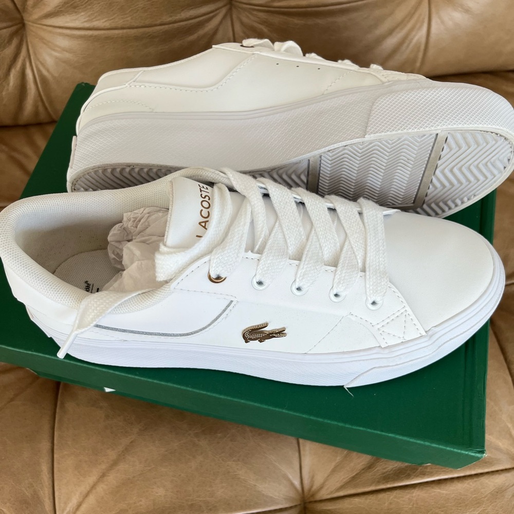 Lacoste Ziane Platform White Leather Sneakers Size 7 (38 EUR)